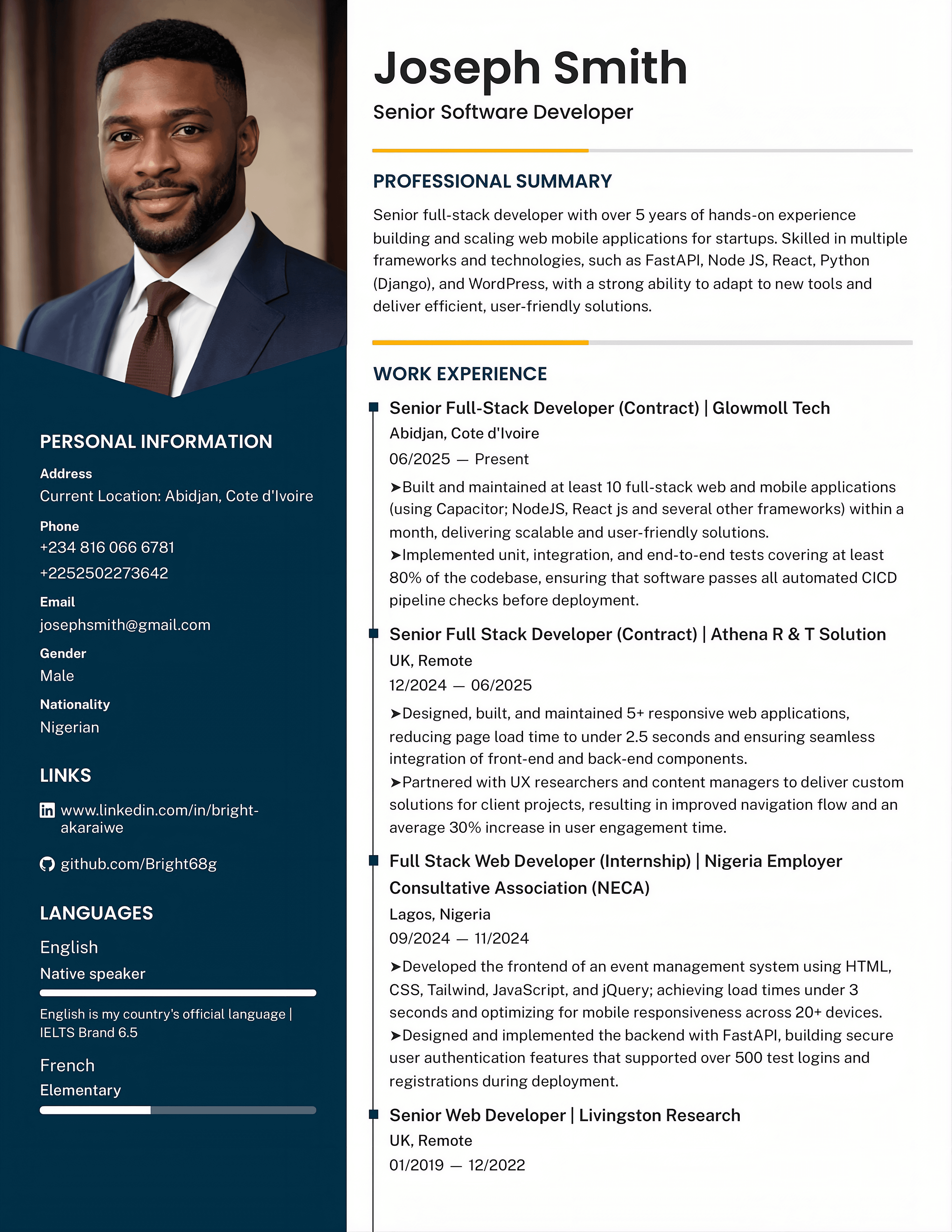 CV sample 4