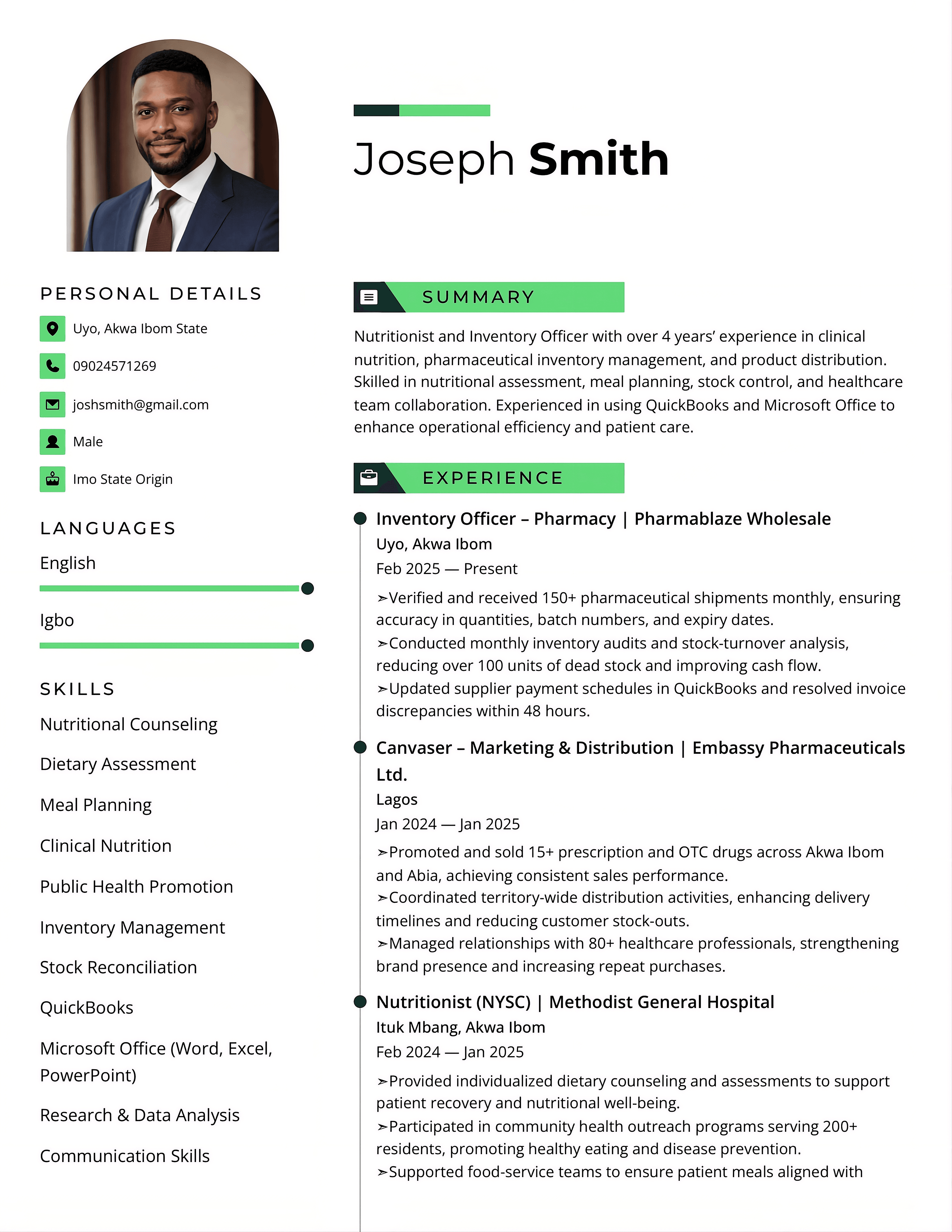 CV sample 6