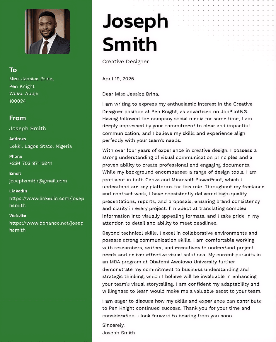 Cover Letter Sample 2